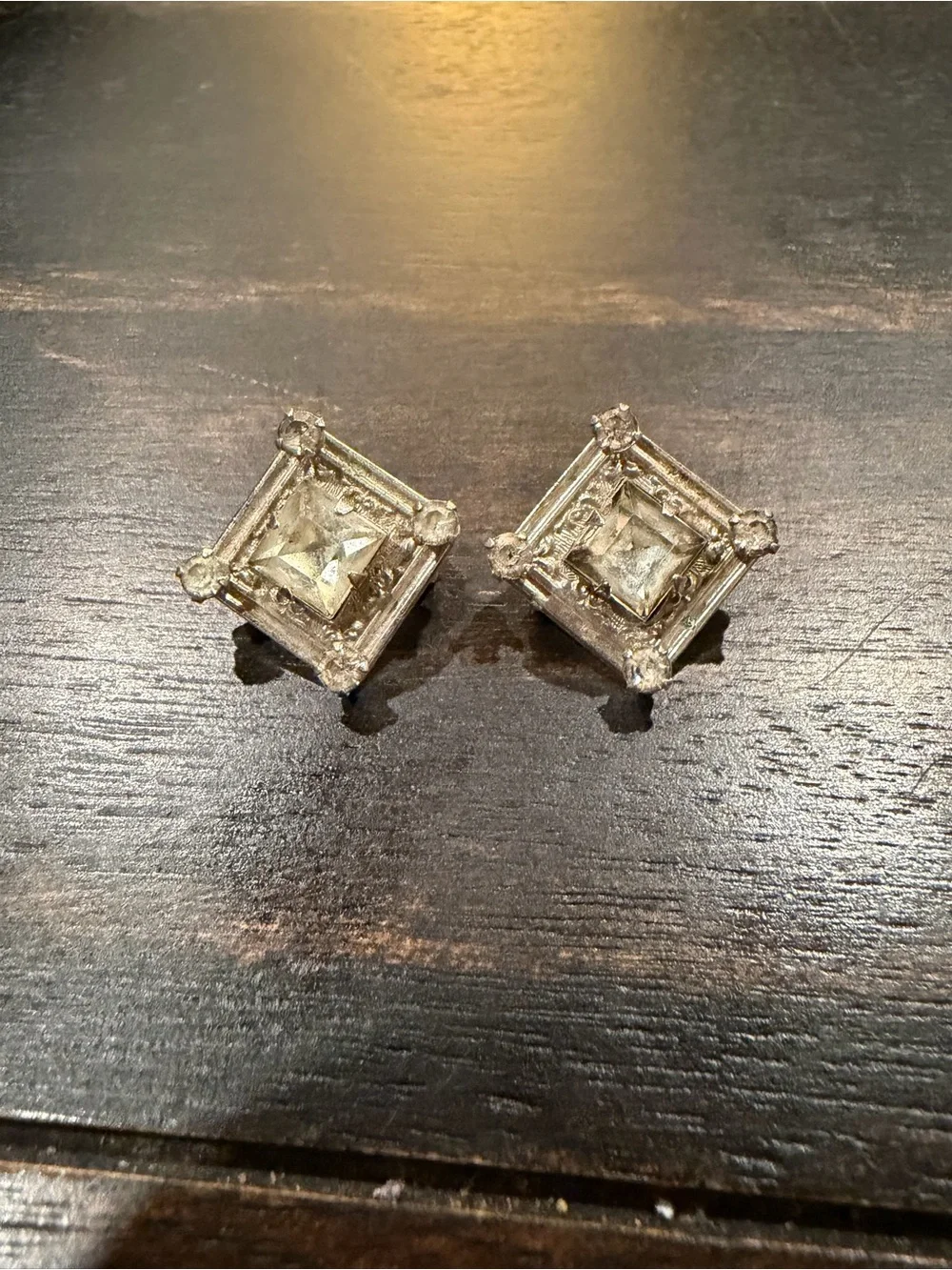 Vintage crystal twin pins